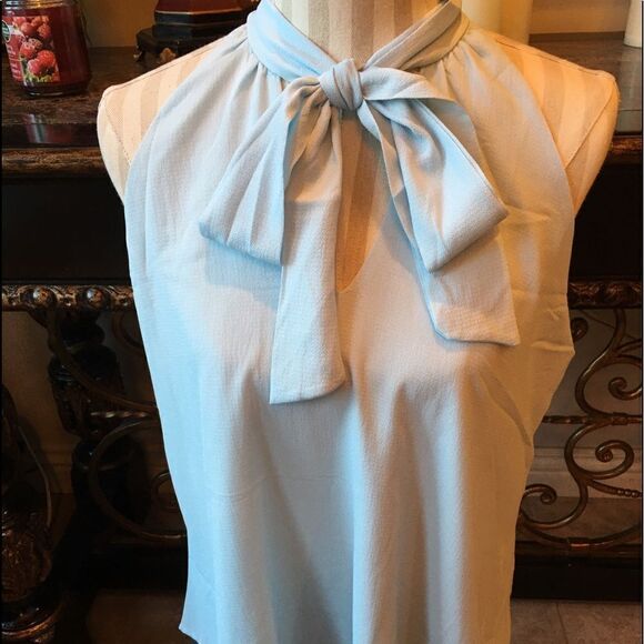 14 Blue Tie Blouse Top - Picture 4 of 14